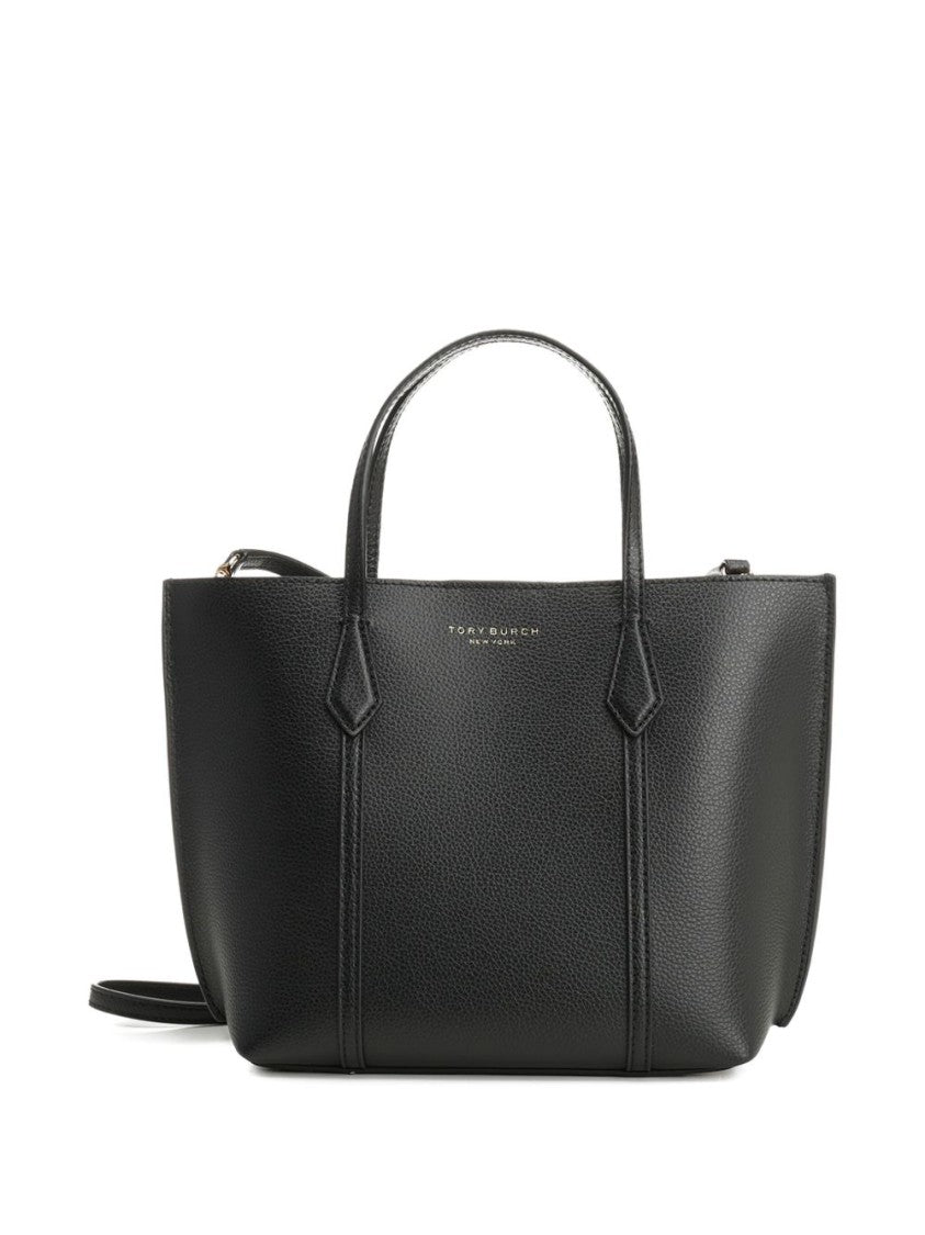 Tory Burch Structured Black Leather Handbag With Dual Handles