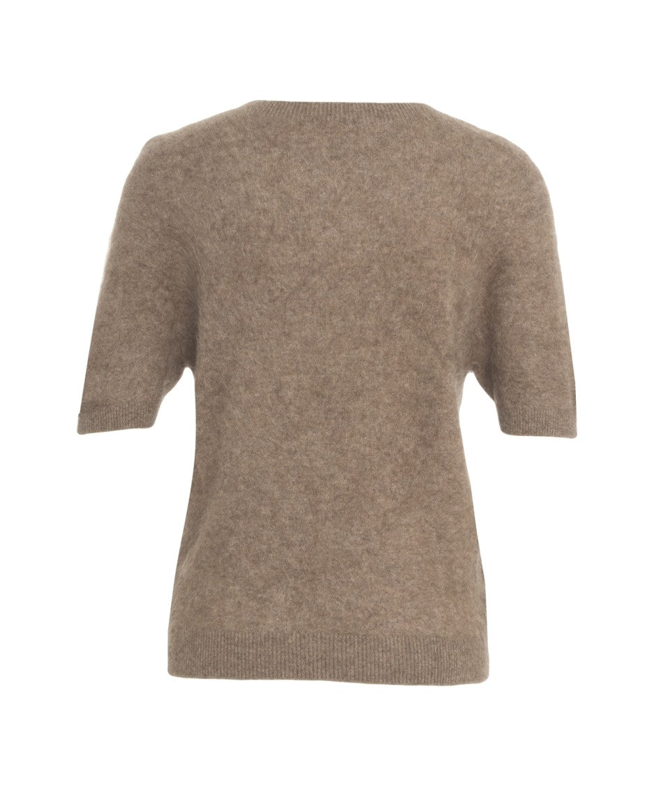 Solotre Short-Sleeve Knit Top Crafted From Yak Wool Blend