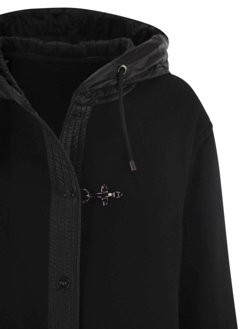 Fay Two-Material Wool And Cashmere Caban Coat