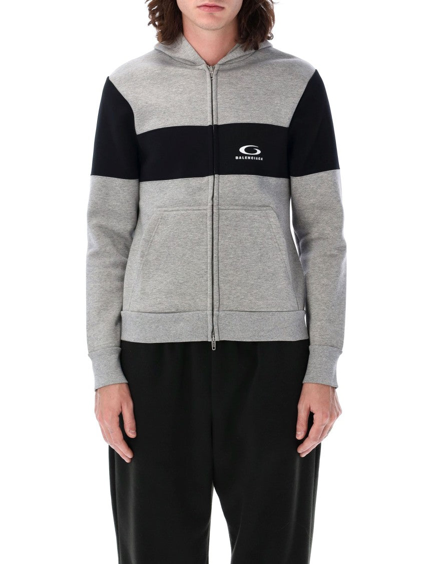 Balenciaga Color-Block Zip-Up Hoodie With Kangaroo Pocket