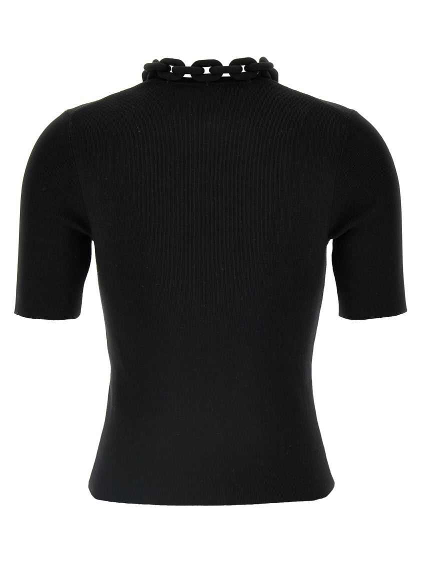 Paco Rabanne Micro Ribbed T-Shirt With Chain Detail