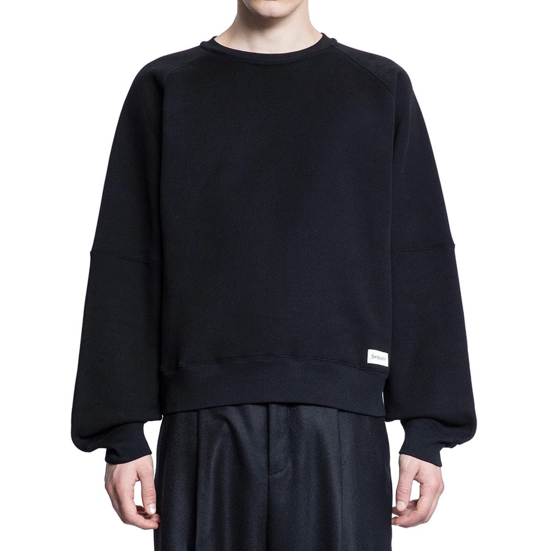 Saint Laurent Embroidered Logo Black Cotton Sweatshirt