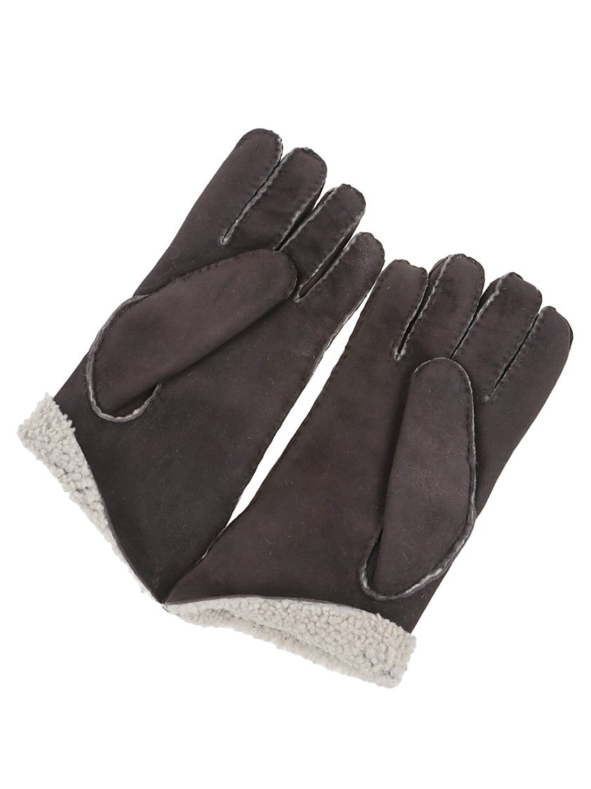 Eleventy Suede Brown Gloves With Plush Lining
