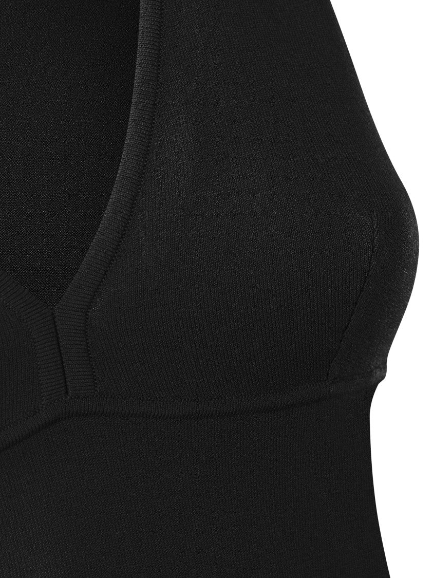 Max Mara Fitted Black Top With Deep V-Neckline