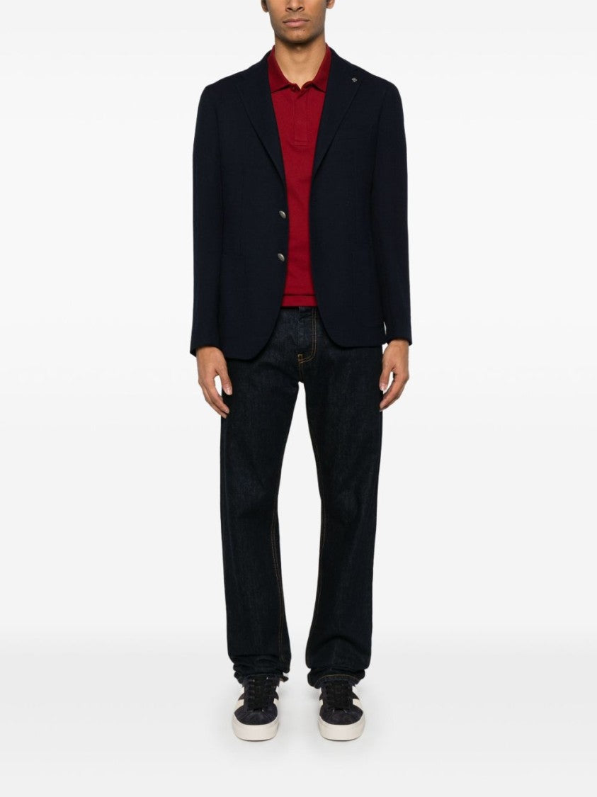 Tagliatore Navy Blue Jacket With English Rear Vents