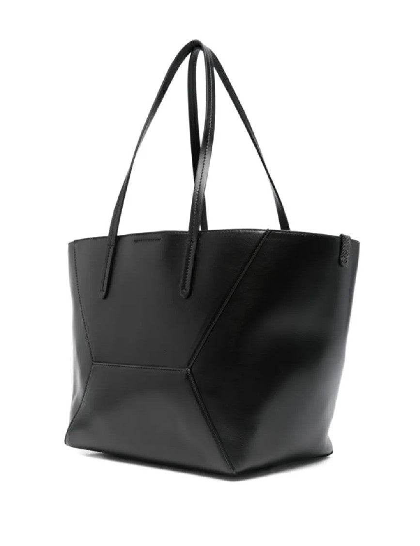 Brunello Cucinelli Geometric Panel Structured Tote Bag With Detachable Pouch