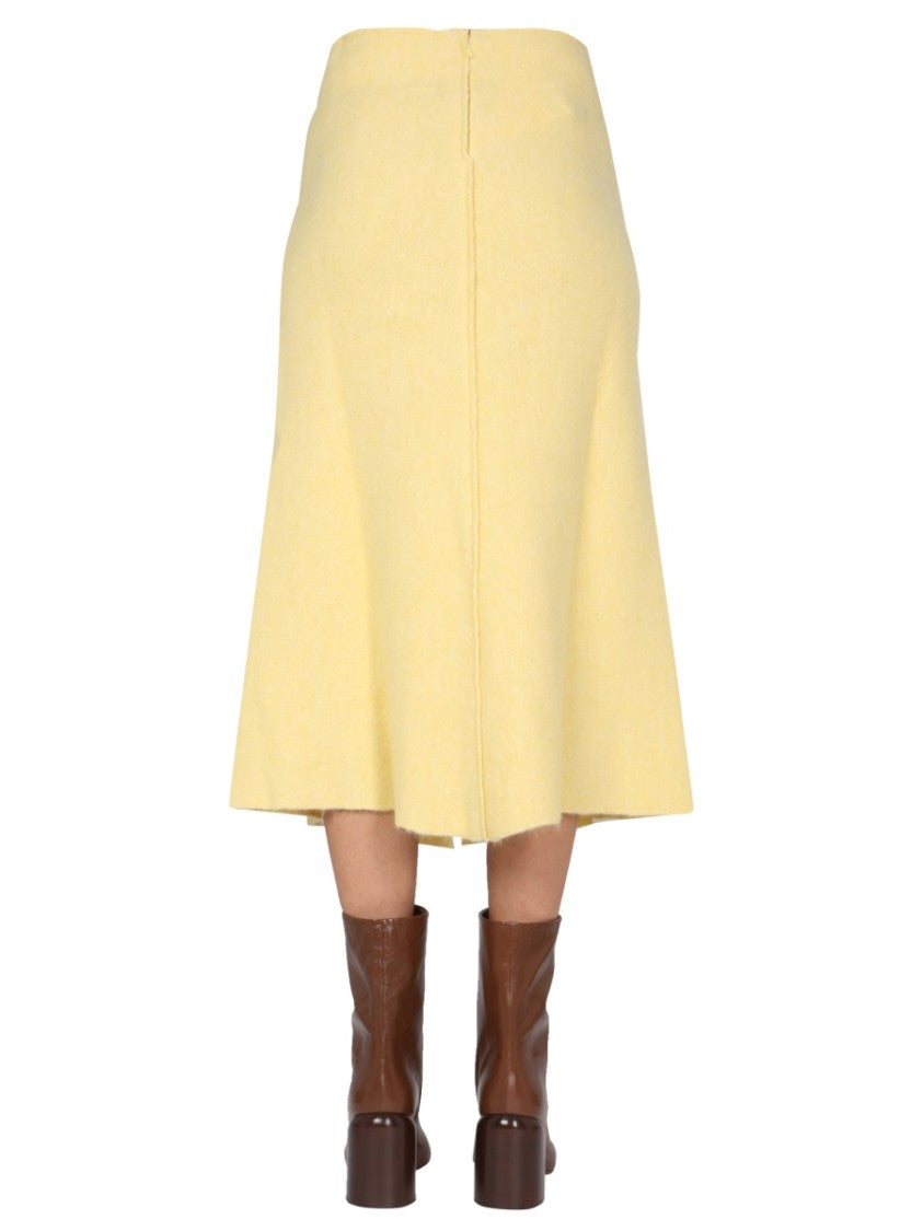 Jil Sander A-Line Yellow Midi Skirt