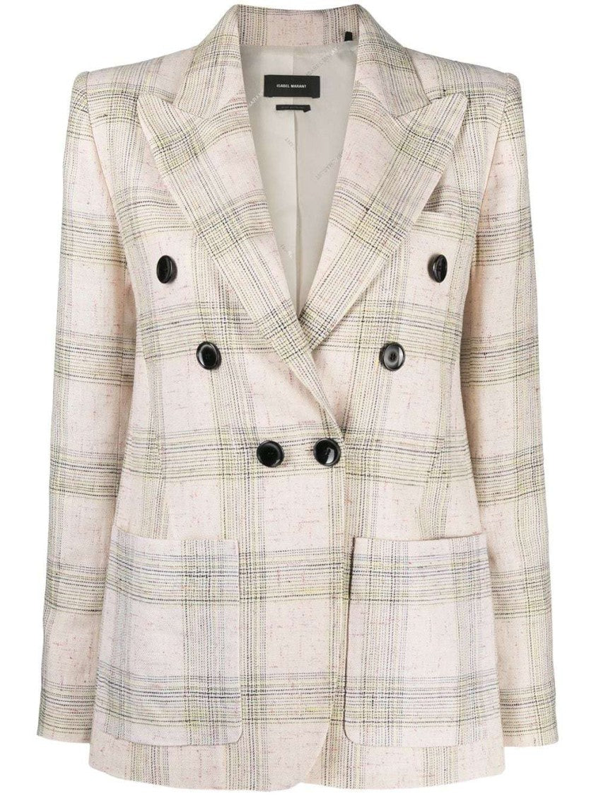 Isabel Marant Lenora Check-Print Double-Breasted Jacket