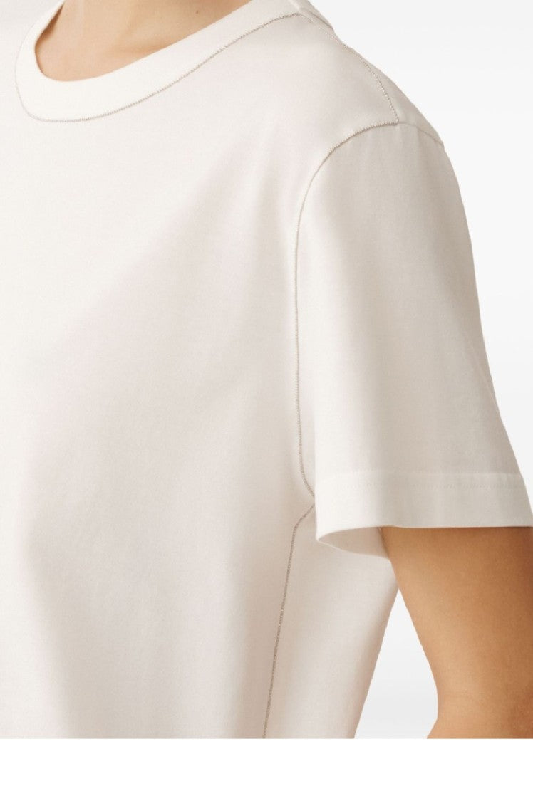 Fabiana Filippi Short-Sleeved Cotton Top With Round Neckline