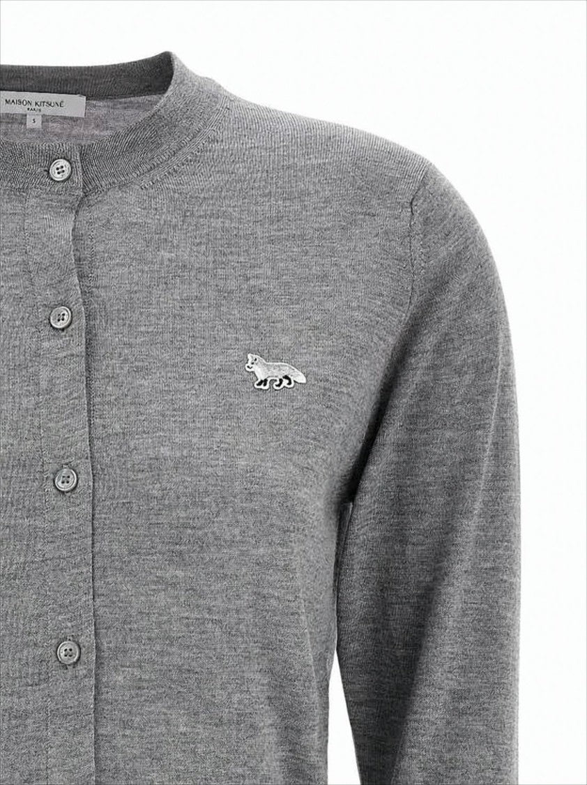 Maison Kitsuné Finely Knit Wool Cardigan With Classic Button-Down Front