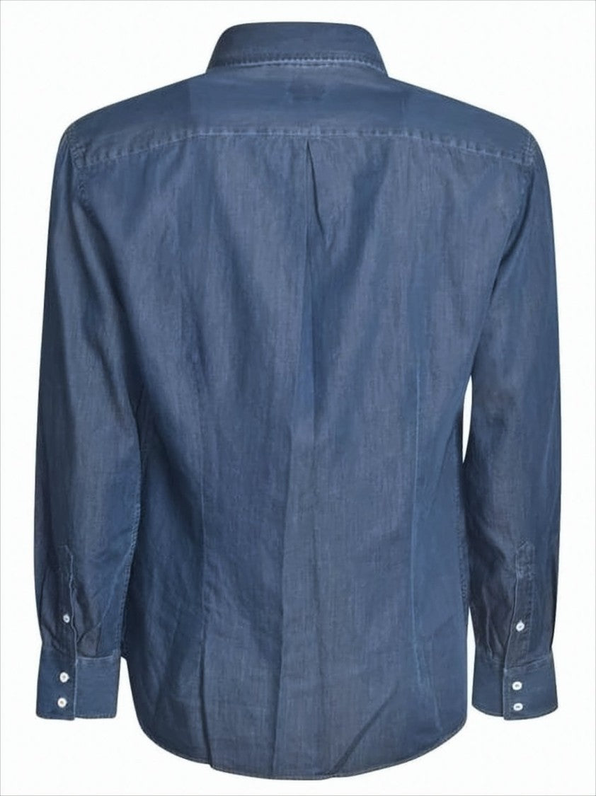 Brunello Cucinelli Medium Blue Cotton Long-Sleeve Shirt