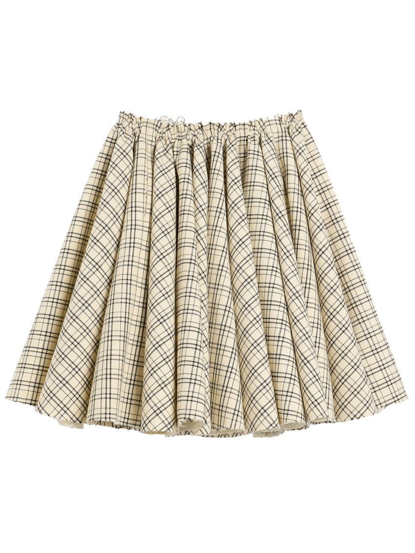 Ami Cream/Black Wool Canvas Midi Skirt