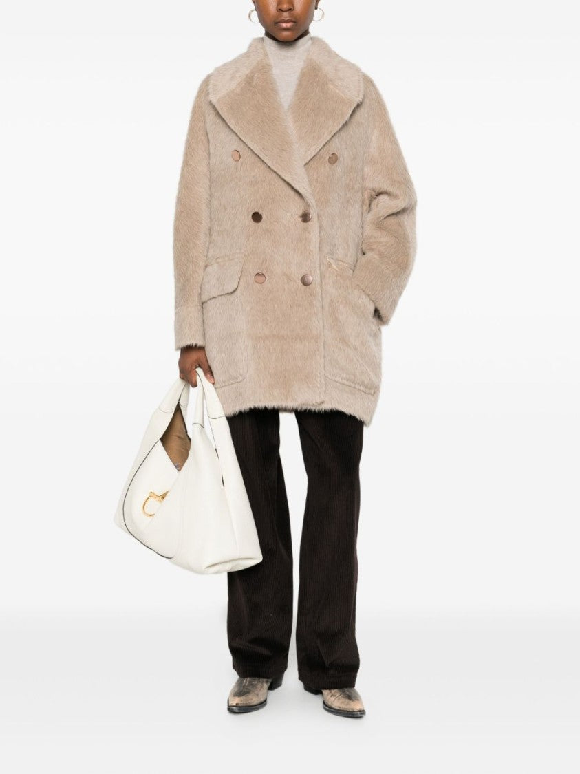 Tagliatore Double-Breasted Alpaca-Wool Blend Coat With Wide Lapels