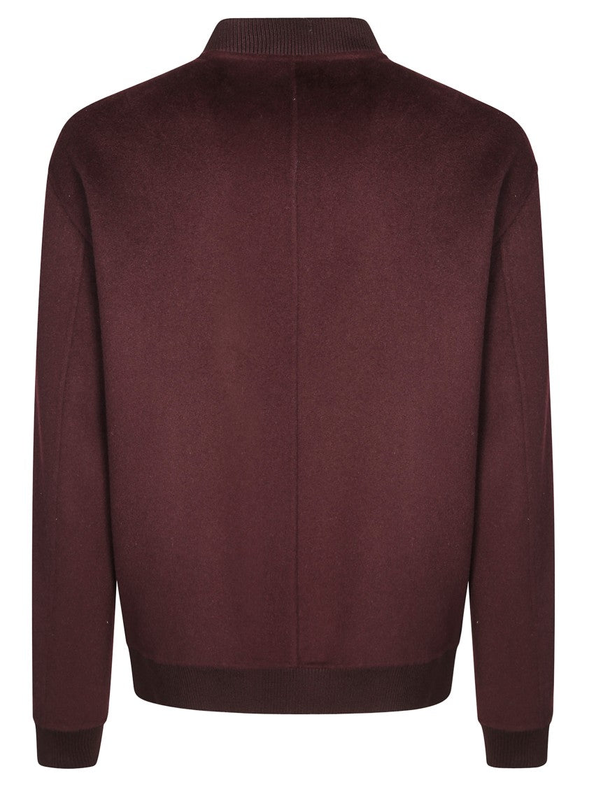 Amaranto Minimalist Black Bomber Jacket With Ribbed Details