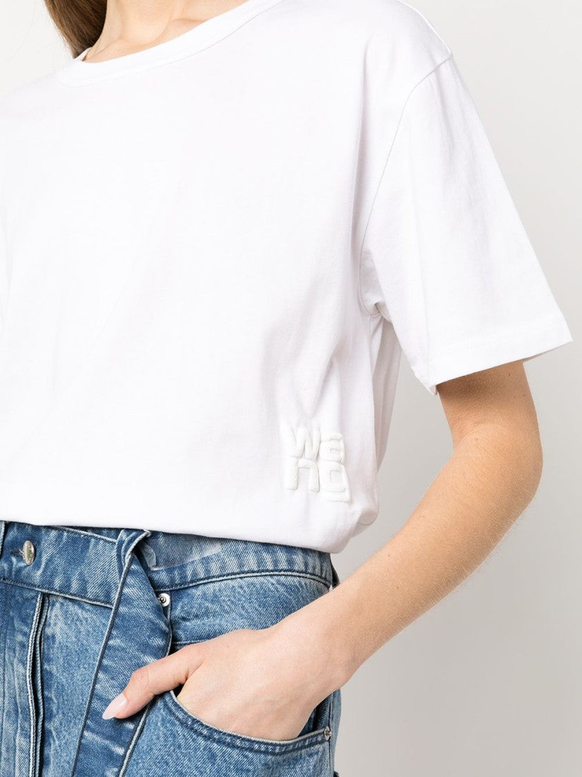 Alexander Wang White Rubberised Logo Cotton T-Shirt