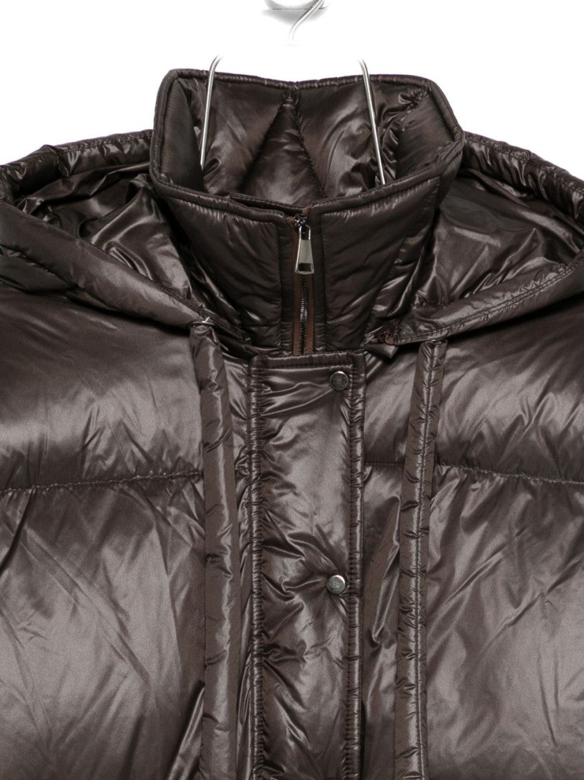 Antonelli Cropped Brown Puffer Jacket With High Collar