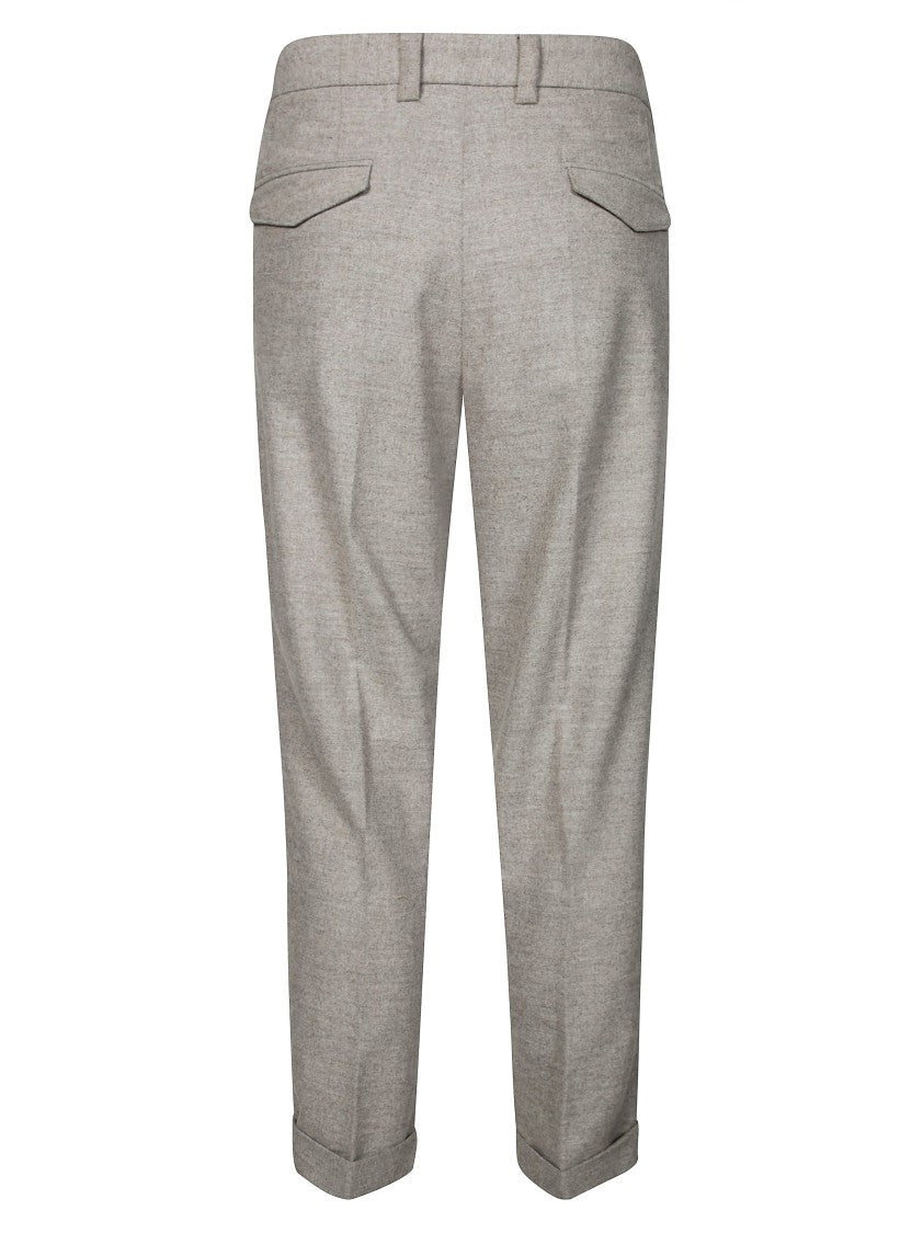 Paolo Pecora Tailored Grey Flannel Pants With Front Pleats