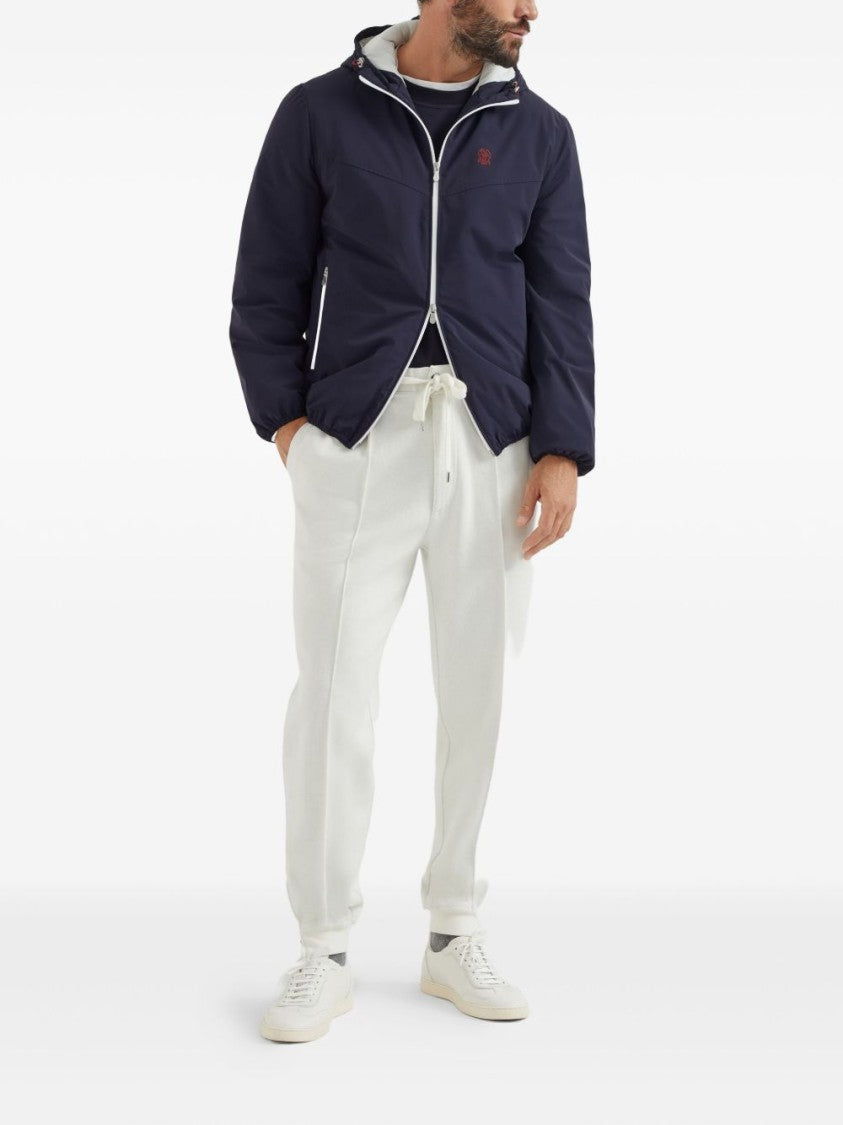 Brunello Cucinelli Fitted Blue Coat With Zip Front