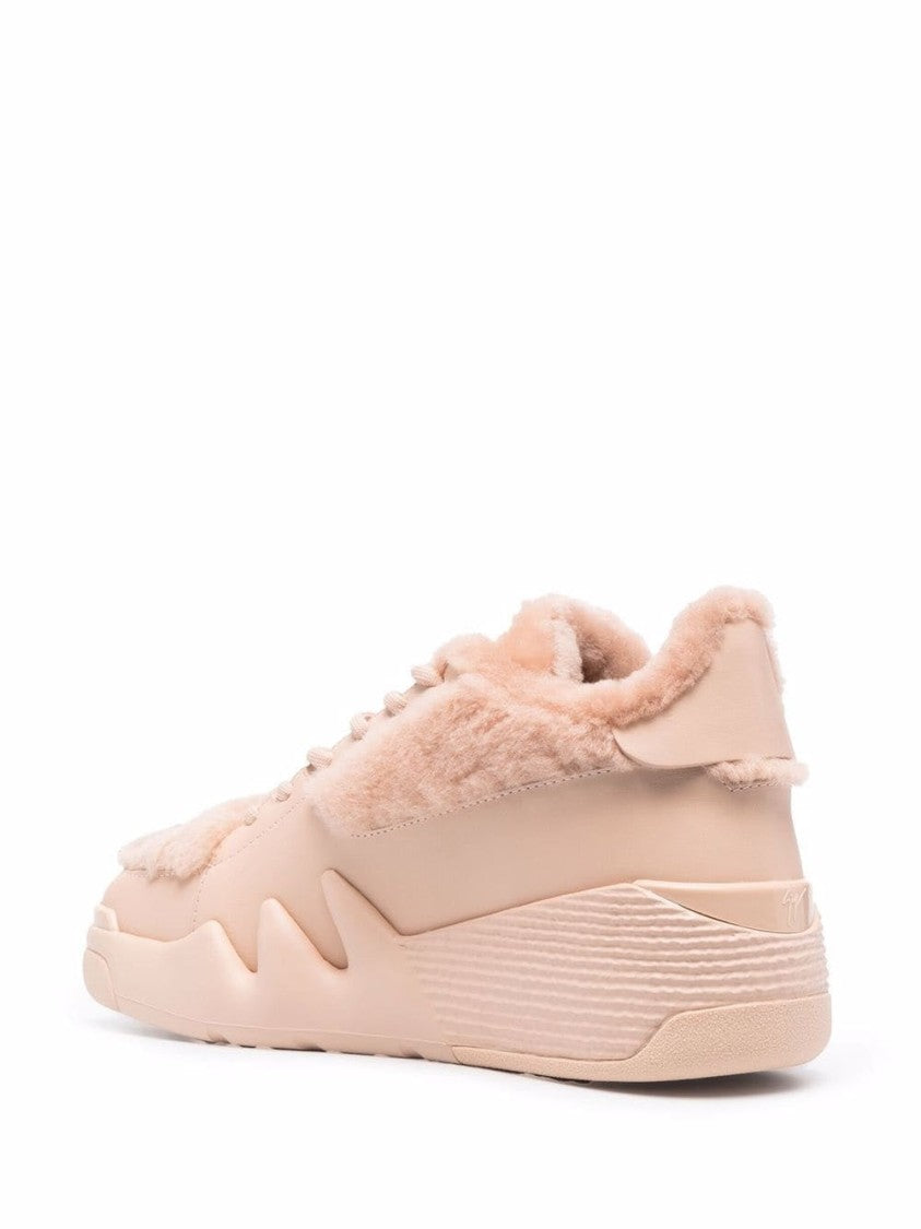 Giuseppe Zanotti Plush Fur And Leather Trainers With Rubber Sole