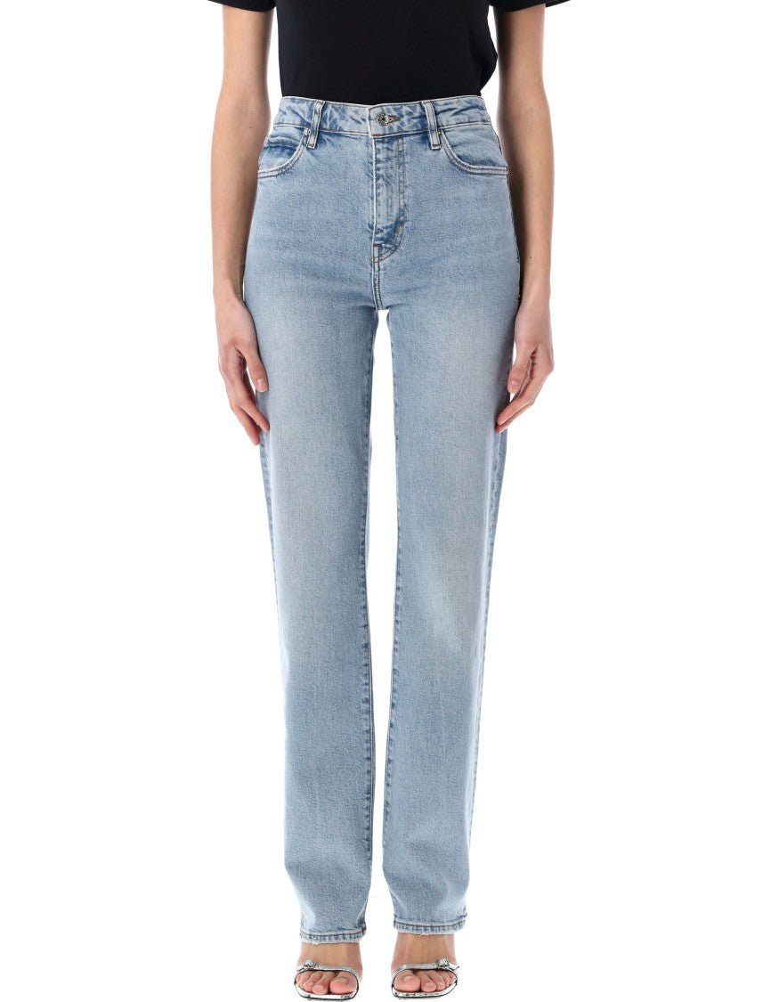 Frame High-Waisted Light Blue Straight-Leg Jeans