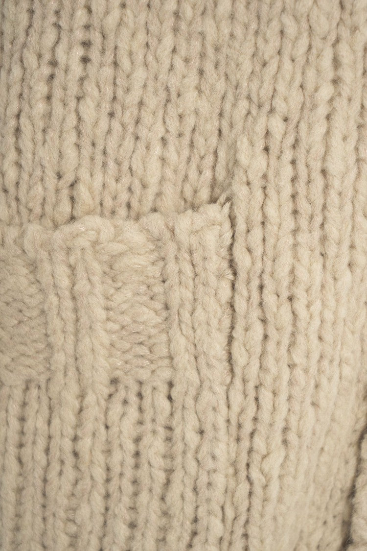 Closed Chunky Knit Cardigan With High Neck And Button Closure