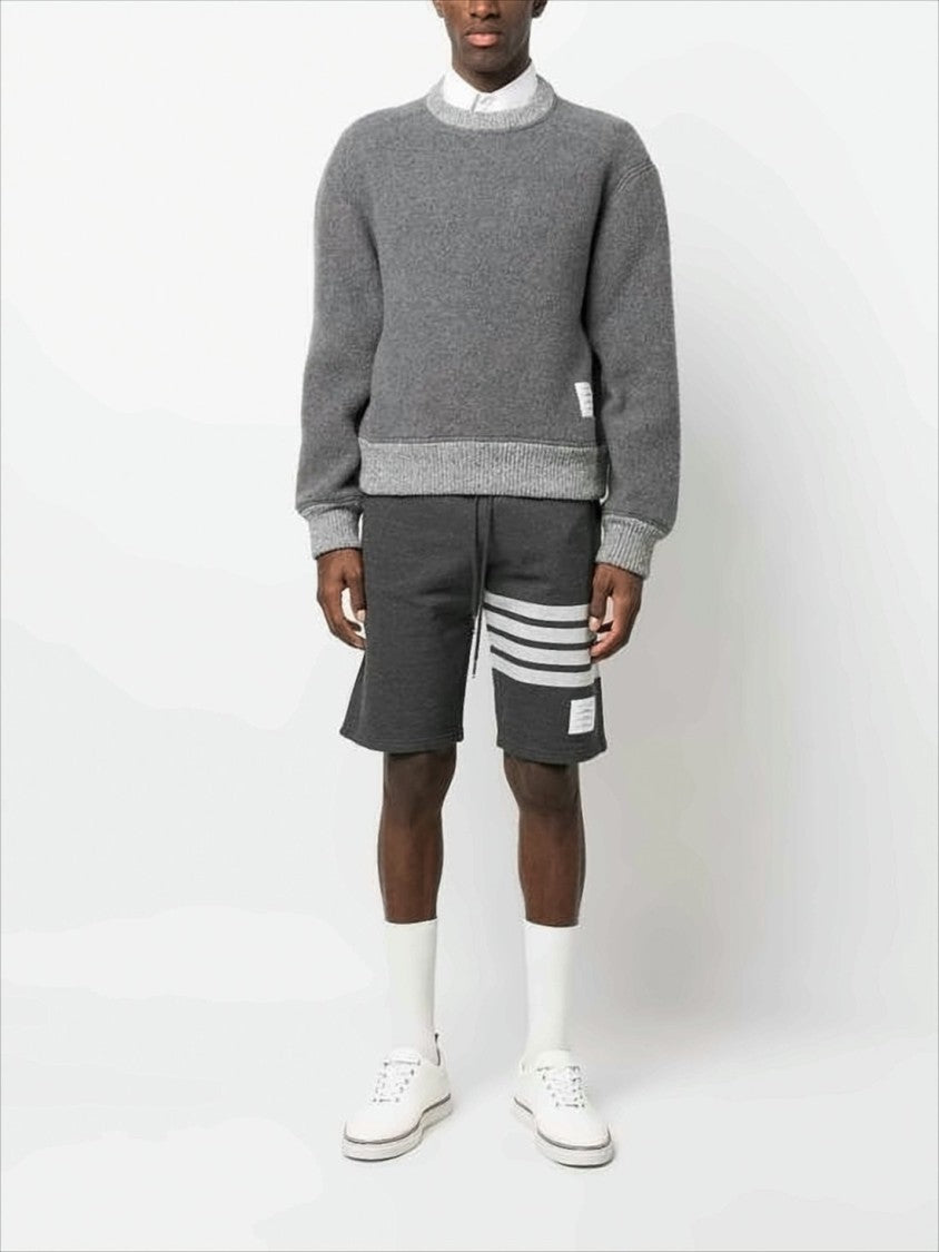 Thom Browne Relaxed Fit Wool Sweater With Ribbed Details