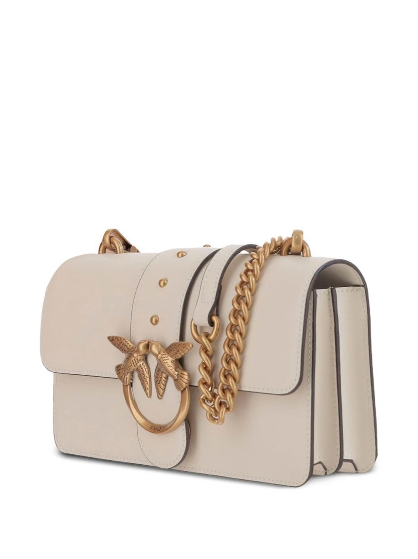 Pinko Structured Flap Closure Shoulder Bag With Gold Emblem