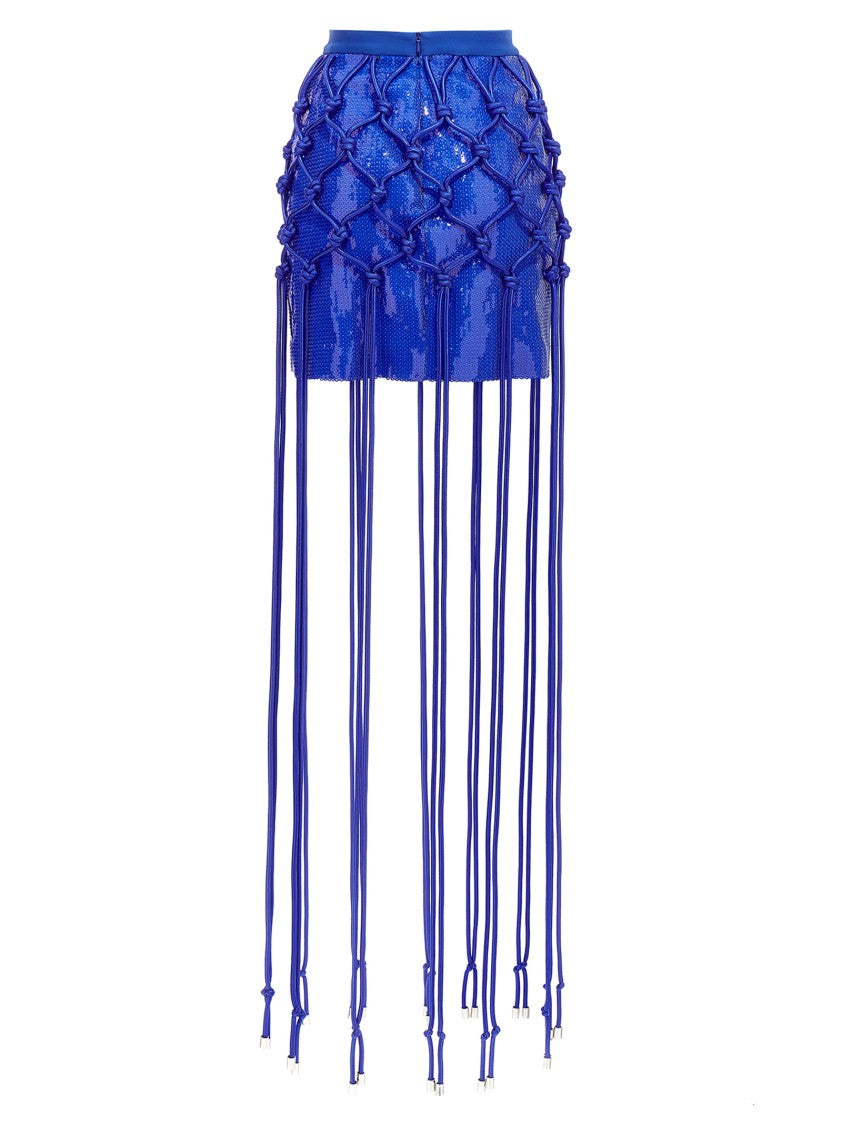 David Koma Fishnet Layered Skirt With Sequined Design