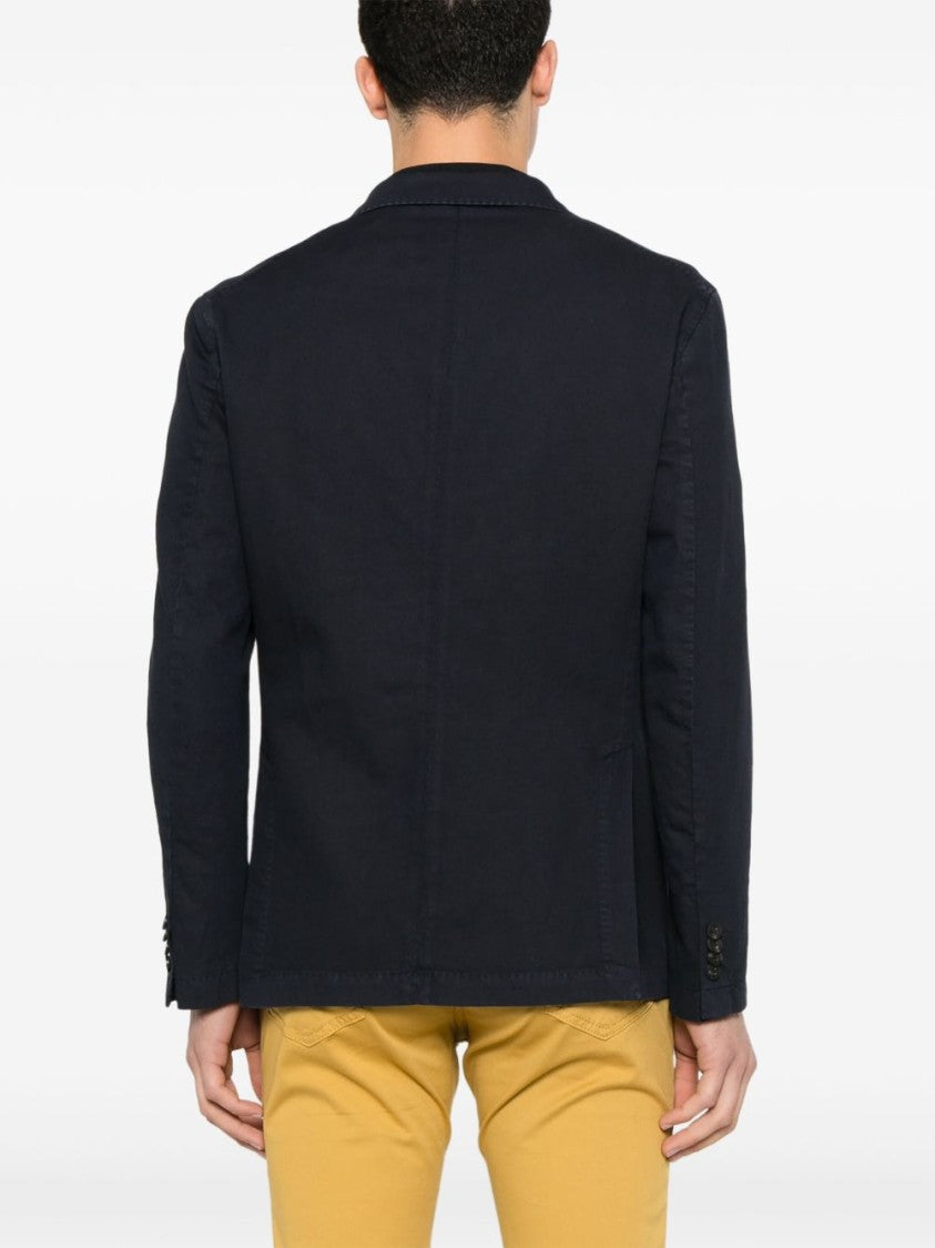 Manuel Ritz Navy Blue Single-Breasted Blazer With English Rear Vents