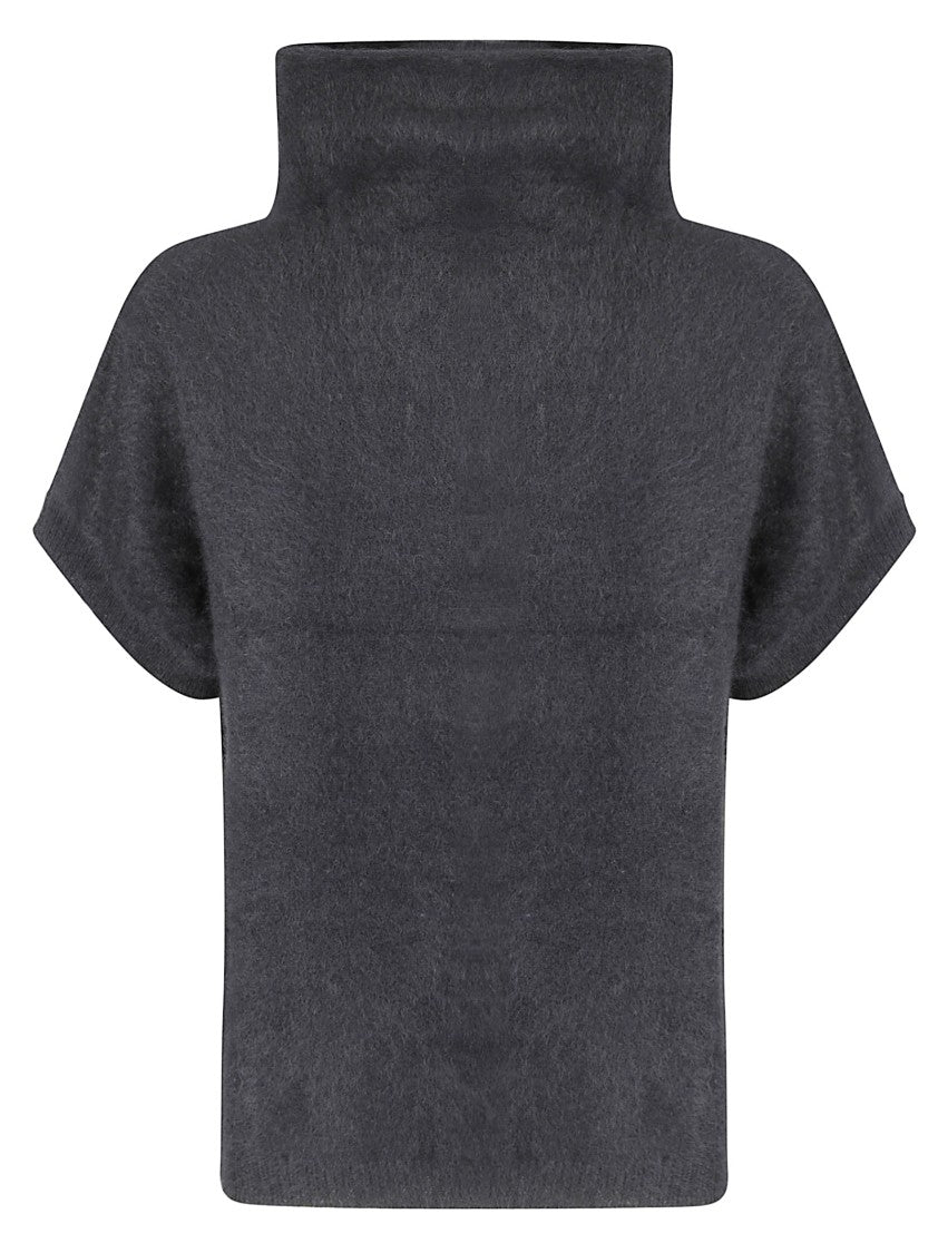 P.A.R.O.S.H. Boxy Fuzzy Texture Sweater With High Neck