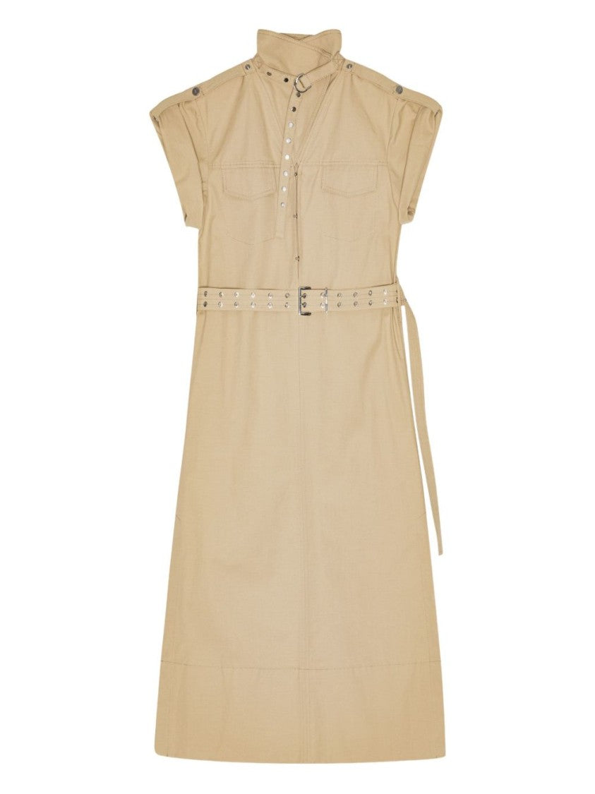 Ganni Structured Midi Dress With High Collar