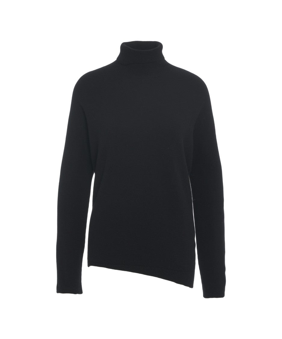 Mvm Asymmetrical Hem Oversized Turtleneck Sweater