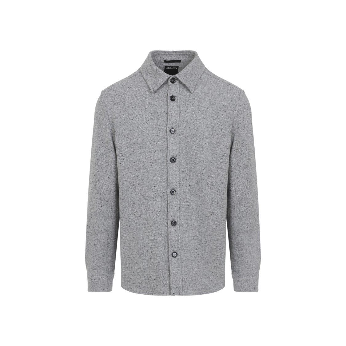 Zegna Speckled Light Grey Cashmere-Silk Button-Up Shirt