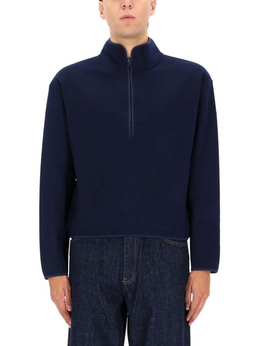 Sunflower Deep Navy Half-Zip Sweatshirt With High Collar And Boxy Fit