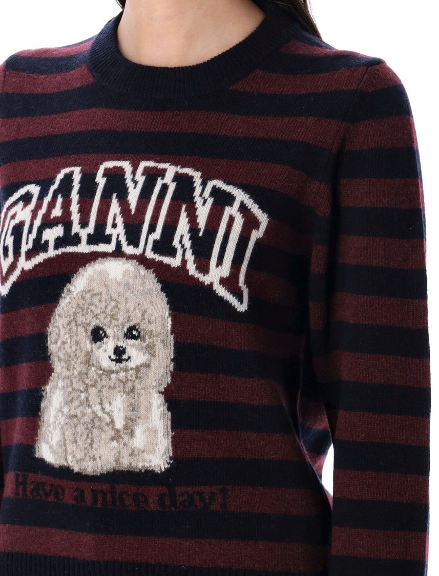 Ganni Knit Poodle Stripe Sweater