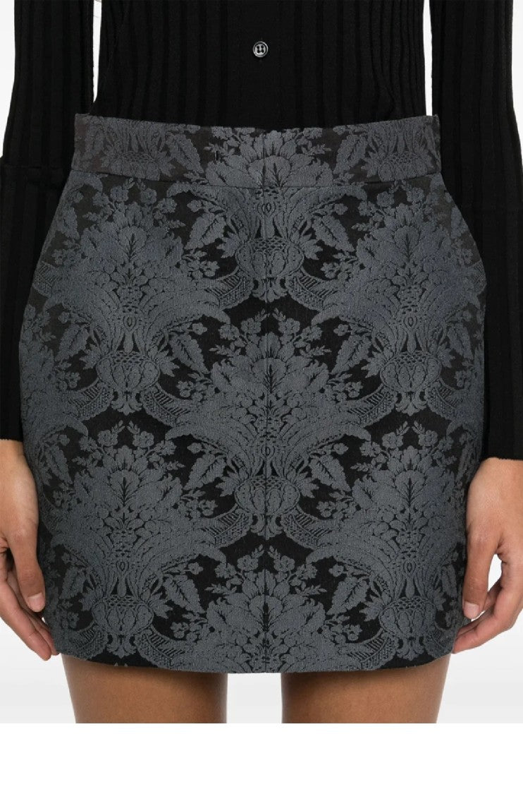 Max Mara Floral Patterned Mini Skirt With Textured Finish