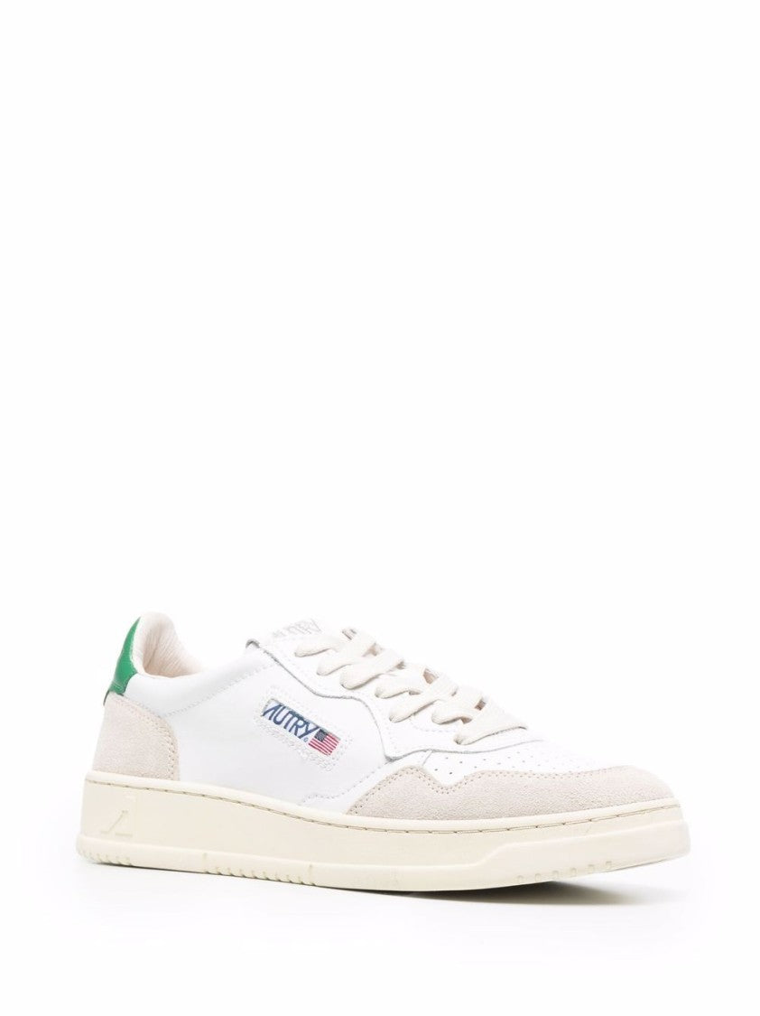 Autry Low-Top Sneakers With Mixed Textures And Contrast Heel Tab
