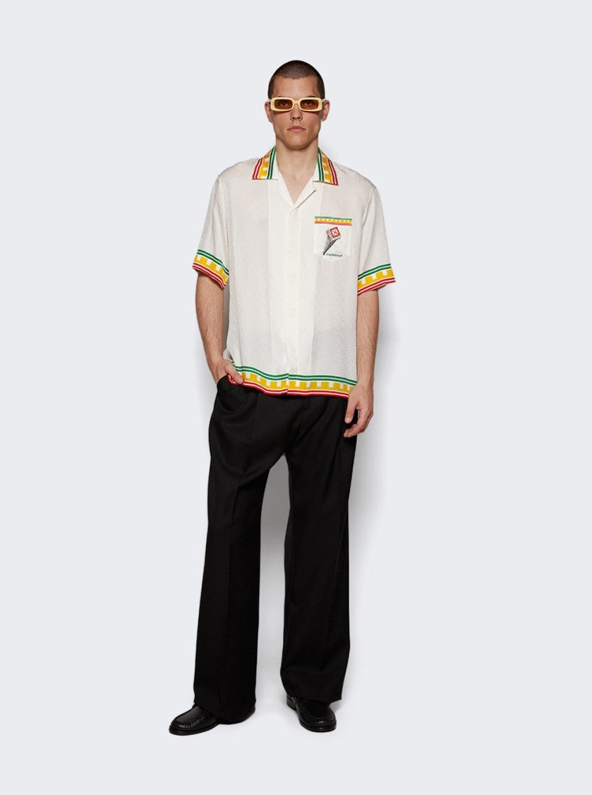 Casablanca Leaning Column Cuban Collar Shirt White