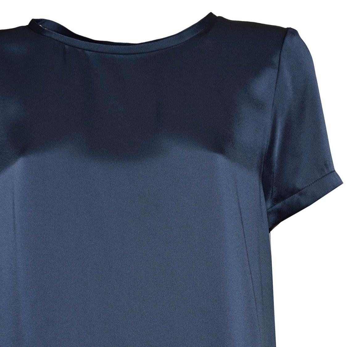 Max Mara Rebecca T-Shirt In Blue Viscose Satin