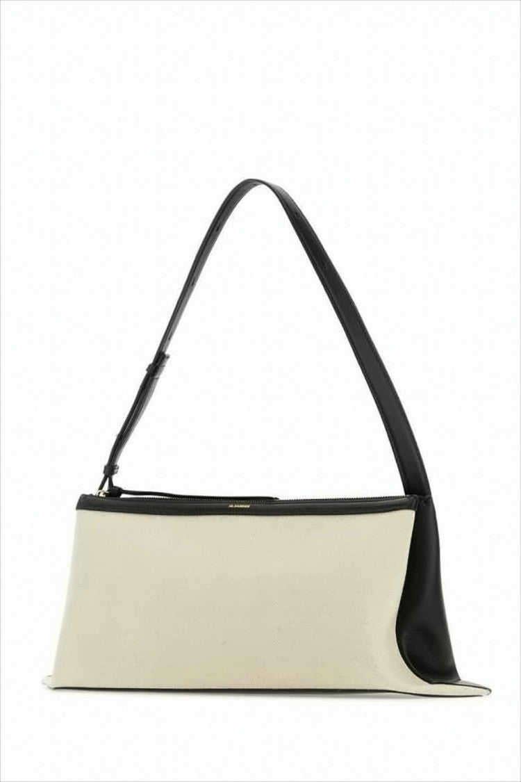 Jil Sander Rectangular Beige Fabric Shoulder Bag