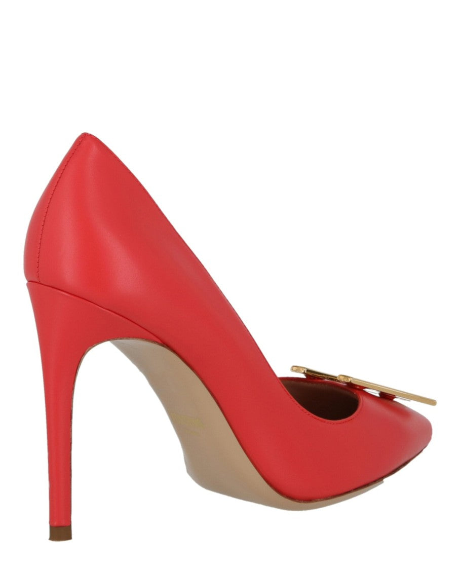 Moschino Gold-Tone Logo Pump