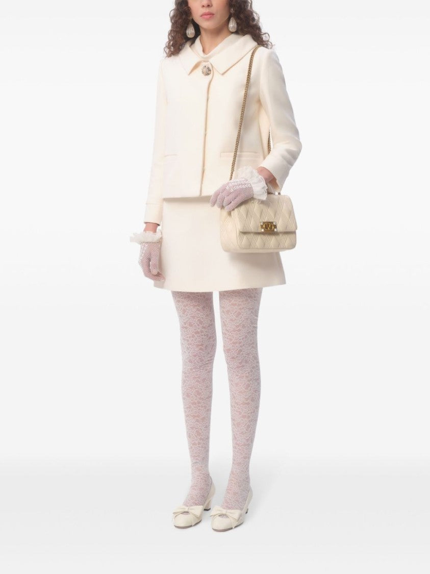 Valentino Flared White Wool-Silk Blend Couture Skirt