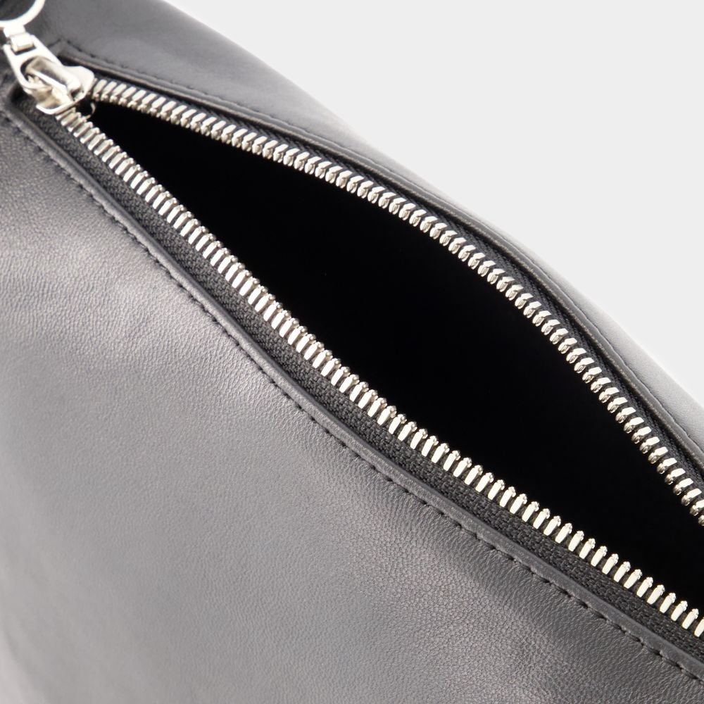 Kara Double Bow Pouch - Leather - Black