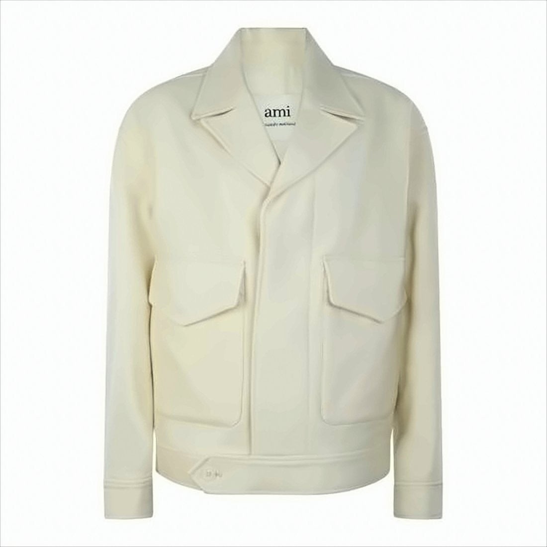 Ami Structured White Wool Jacket With Flap Pockets