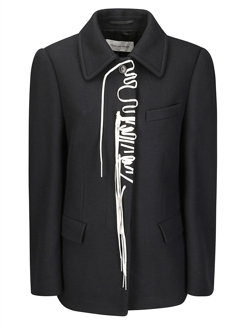Dries Van Noten Structured White Jacket With High Shoulder Pads And Elegant Collar