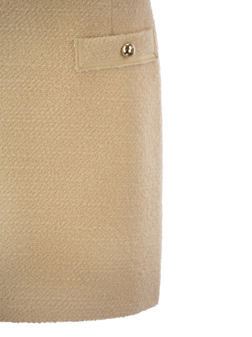 Fay Bouclé Wool Short Skirt With Flap Pockets