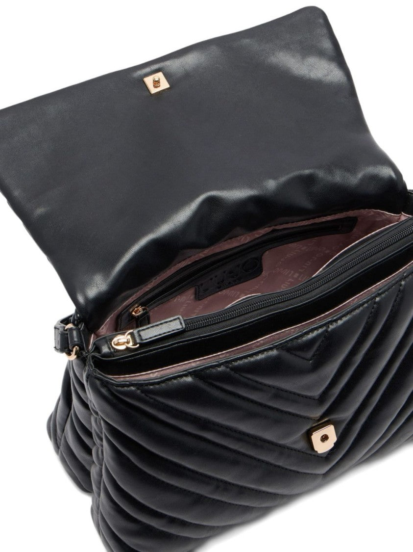 Liu Jo Quilted Black Shoulder Bag With Flap Closure