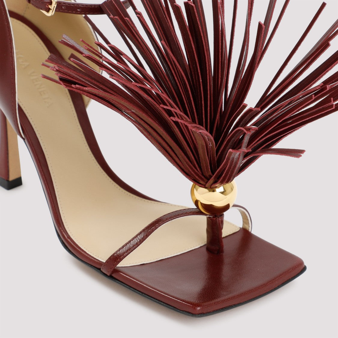 Bottega Veneta Red Leather Stretch Strap Sandals