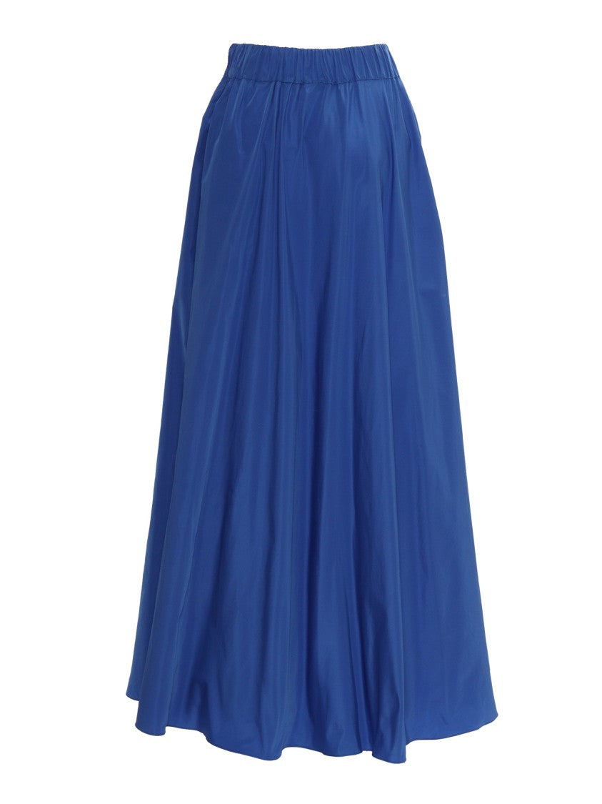 P.A.R.O.S.H. Flowing Blue Maxi Skirt With Gathered Waistband