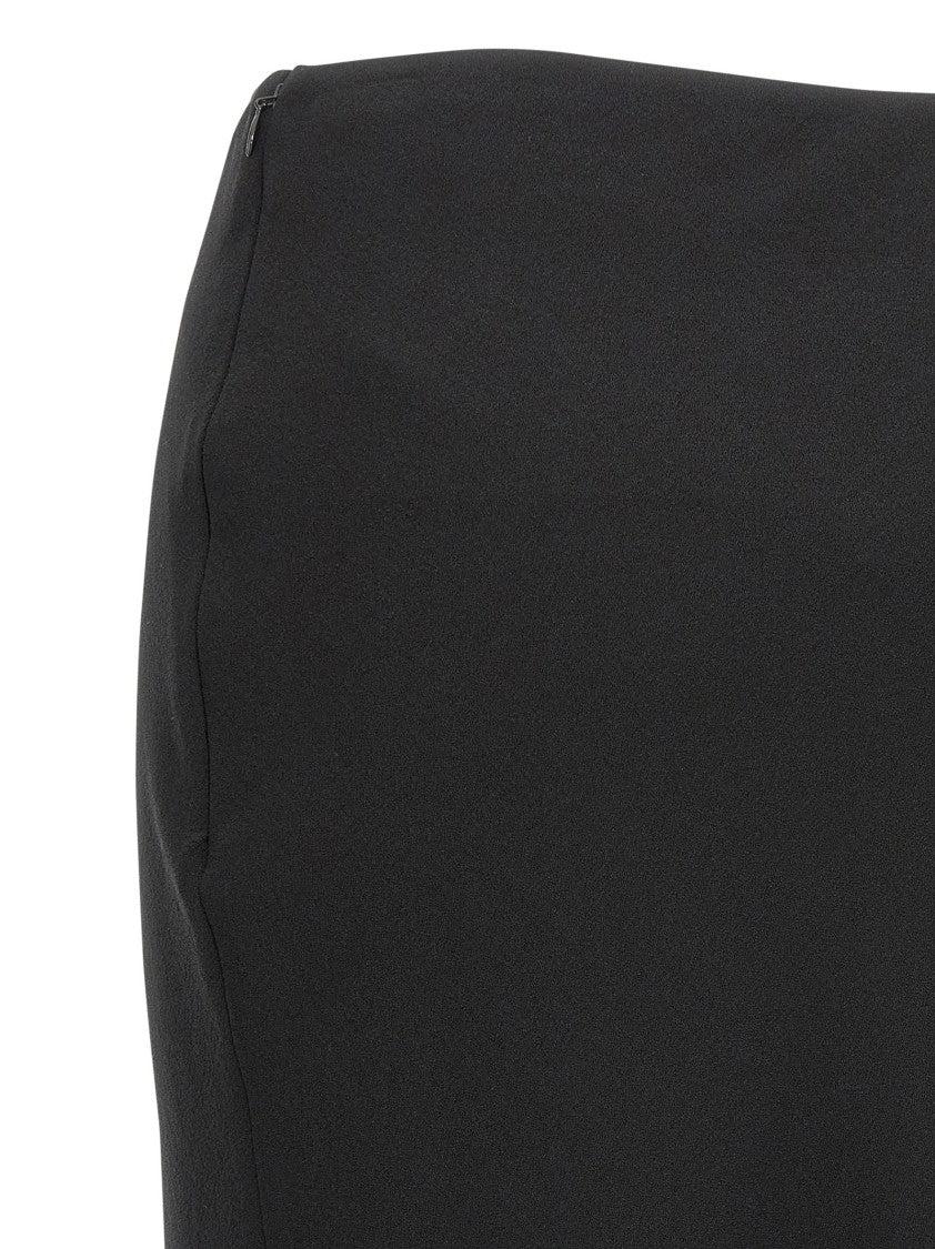 Alessandra Rich Fluid Black Silk Crepe Maxi Skirt With Lined Elegance